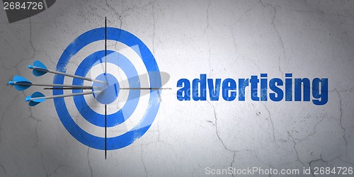 Image of Marketing concept: target and Advertising on wall background