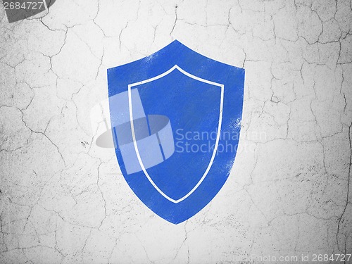 Image of Privacy concept: Shield on wall background