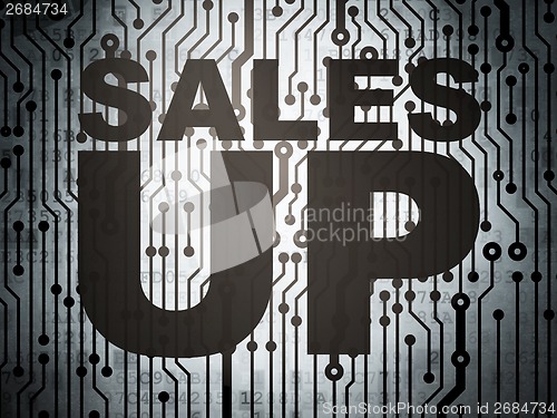 Image of Marketing concept: circuit board with Sales Up