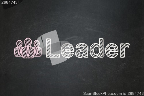Image of Finance concept: Business People and Leader on chalkboard background