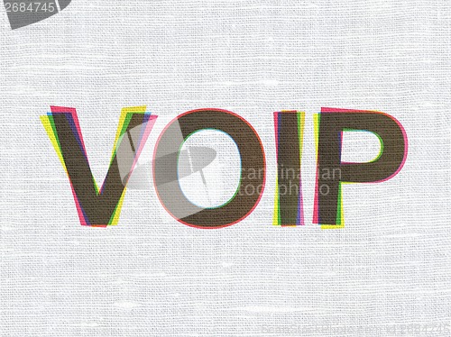 Image of Web design concept: VOIP on fabric texture background