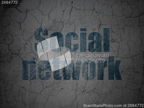 Image of Social media concept: Social Network on grunge wall background