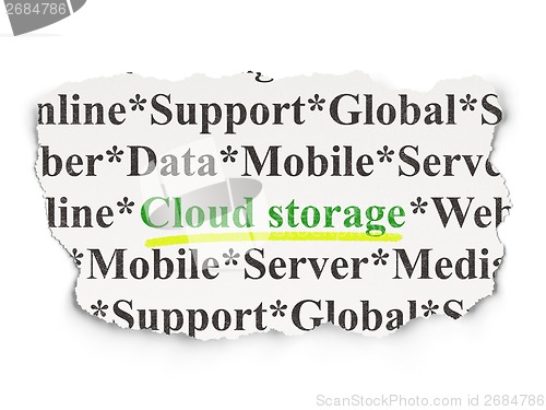 Image of Cloud networking concept: Cloud Storage on Paper background