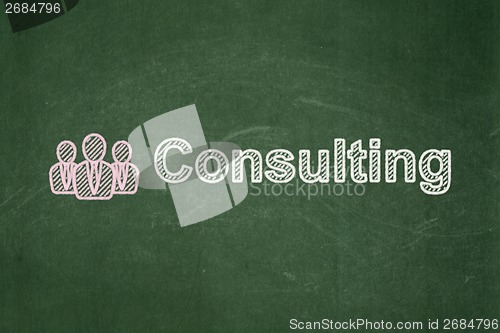 Image of Finance concept: Business People and Consulting on chalkboard background