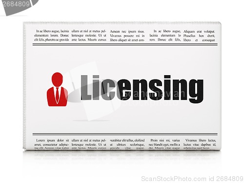 Image of Law concept: newspaper with Licensing and Business Man