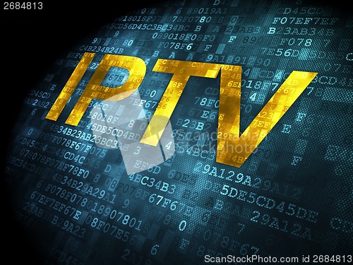 Image of SEO web development concept: IPTV on digital background