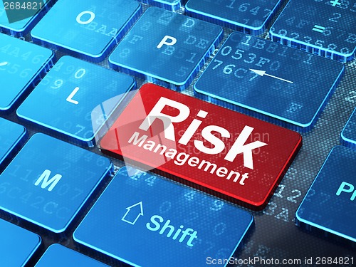 Image of Finance concept: Risk Management on computer keyboard background