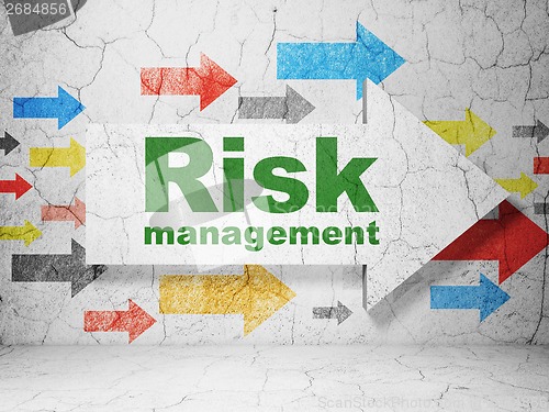 Image of Business concept: arrow with Risk Management on grunge wall background