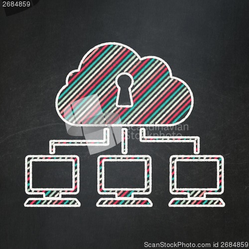 Image of Cloud computing concept: Cloud Network on chalkboard background