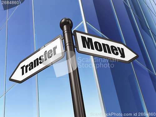 Image of Finance concept: sign Money Transfer on Building background