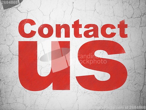 Image of Advertising concept: Contact Us on wall background