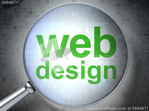 Image of SEO web design concept: Web Design with optical glass