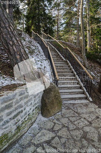 Image of Beautiful staircase in the park leading up.