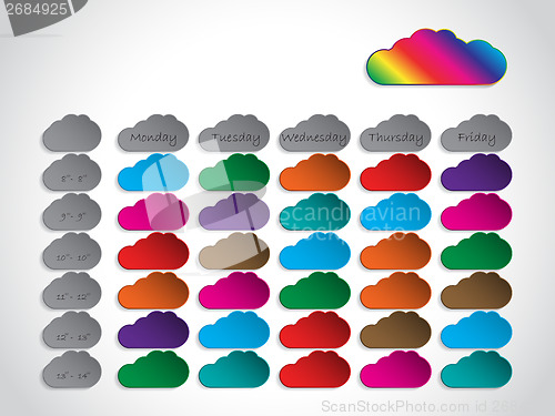 Image of Timetable background design with color clouds