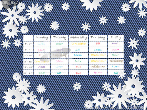 Image of Cool timetable template design with flowers