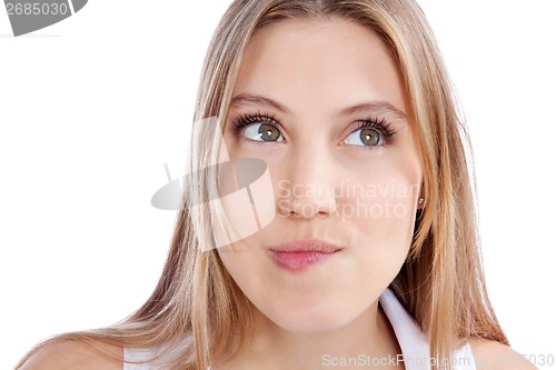 Image of Young Expressive Thoughtful Woman