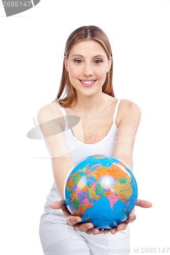 Image of Woman Holding Globe