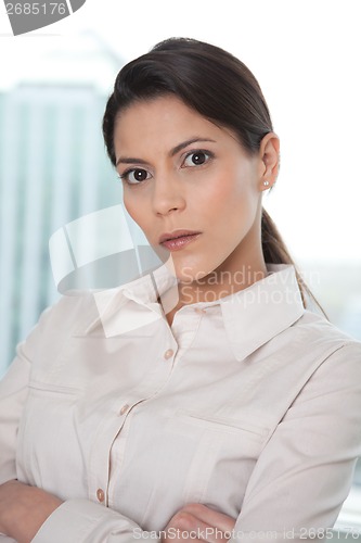 Image of Serious Businesswoman With Arms Crossed