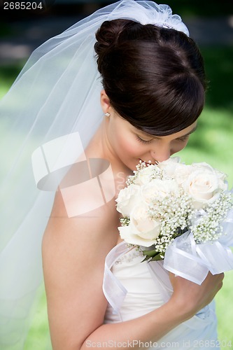 Image of Portrait Of Young Bride With Bouquet