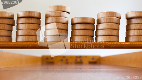 Image of Typical dutch wooden boardgame - Sjoelen