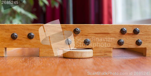 Image of Typical dutch wooden boardgame - Sjoelen