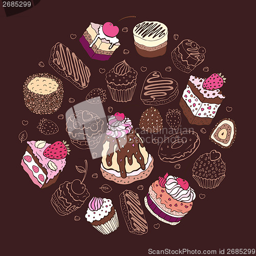 Image of Set of cute cake.