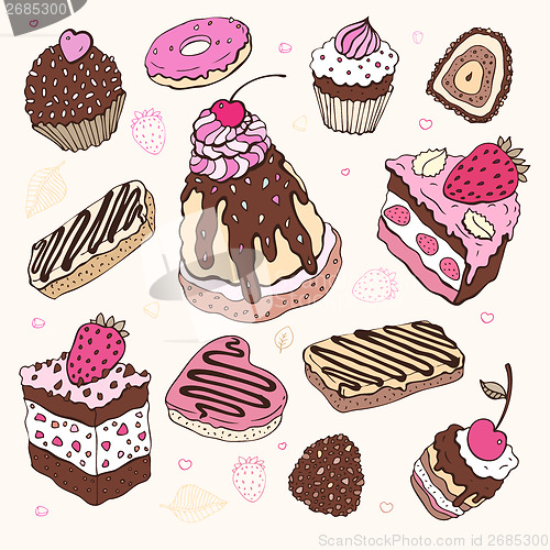 Image of Set of cute cake.