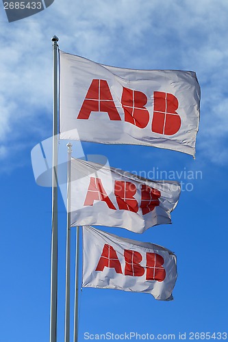 Image of ABB Flags against Blue Sky