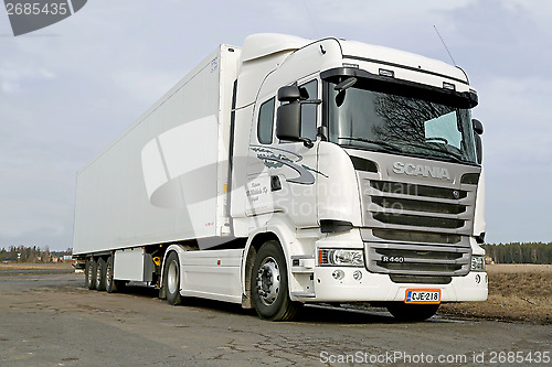 Image of White Scania R440 Truck at Spring