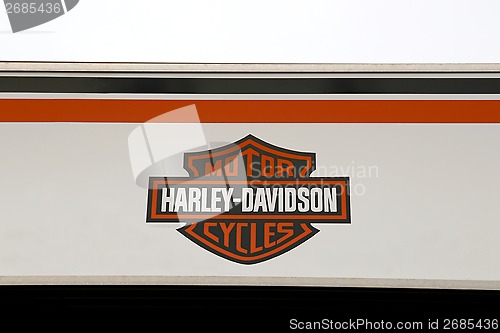 Image of Sign Harley-Davidson Motorcycles on Store Wall