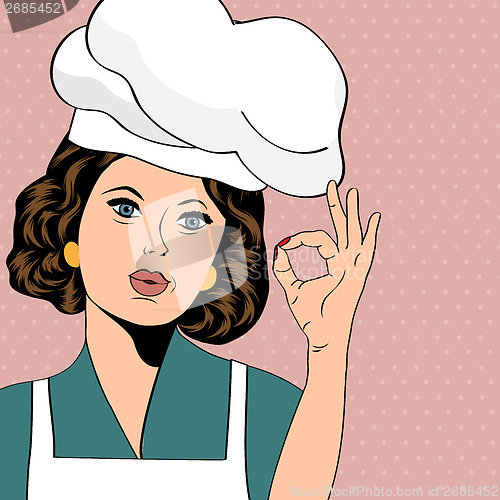 Image of pop art woman cook