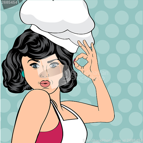 Image of pop art woman cook