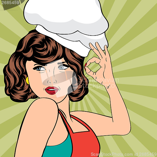 Image of pop art woman cook