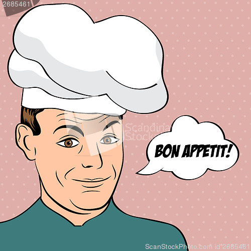 Image of pop art man in cooker uniform 