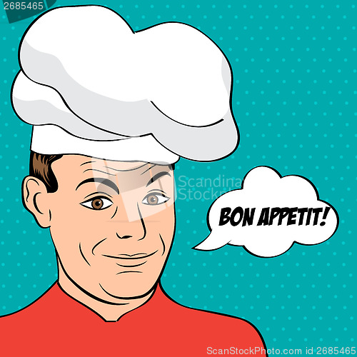 Image of pop art man in cooker uniform 