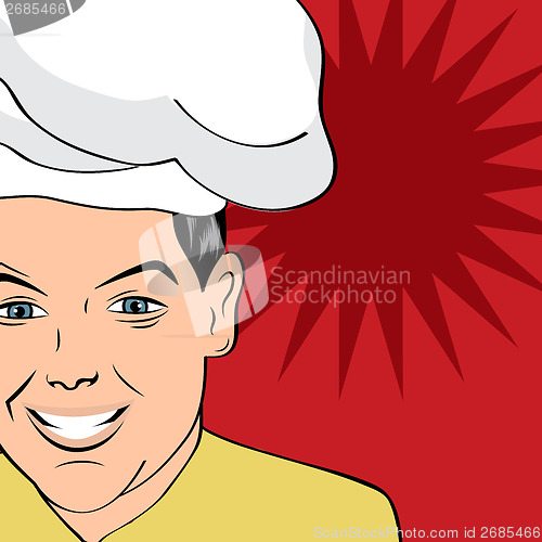 Image of pop art man in cooker uniform 