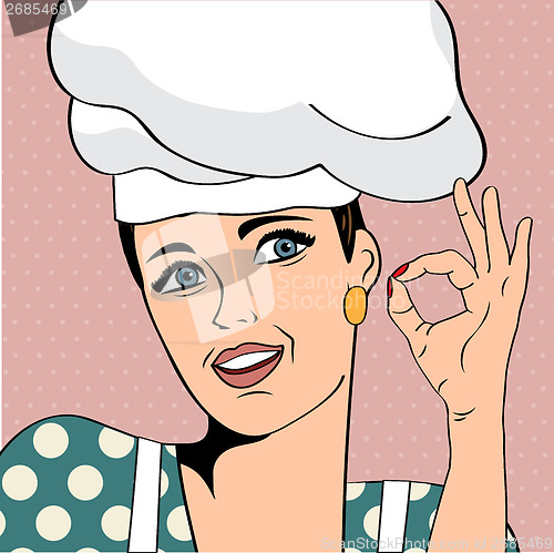 Image of pop art woman cook