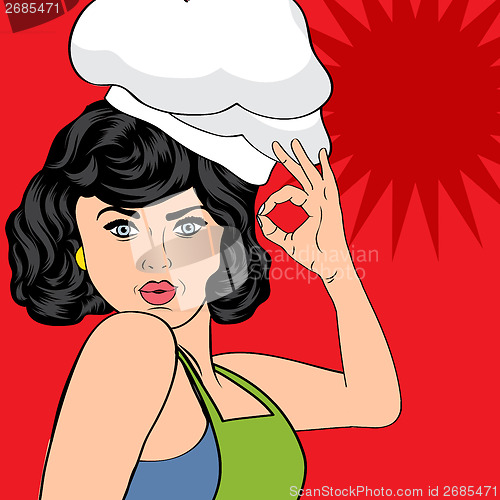 Image of pop art woman cook