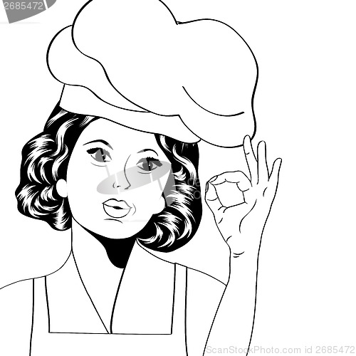 Image of pop art woman cook