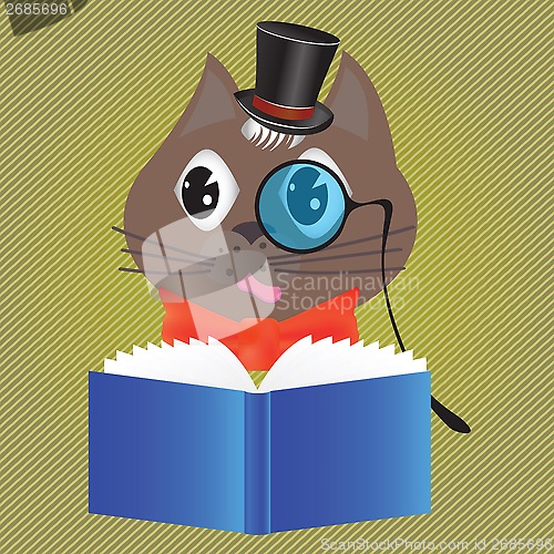 Image of cat reading a book