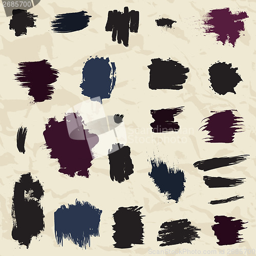 Image of Grunge painted brush strokes. Design elements set.