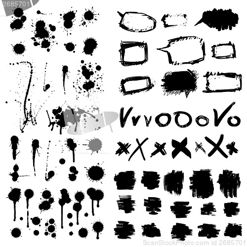 Image of Ink splatters. Grunge design elements collection.