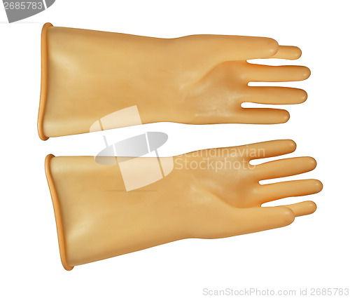 Image of Gloves, insulating rubber on white background 