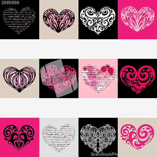 Image of Heart illustration set. Love. Vector background.