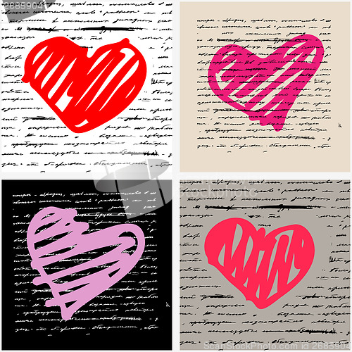 Image of Heart illustration set. Love. Vector background.