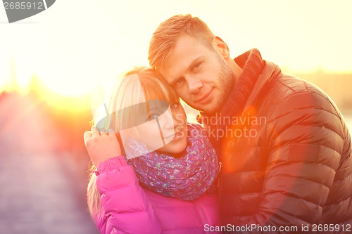 Image of Young couple in love outdoor