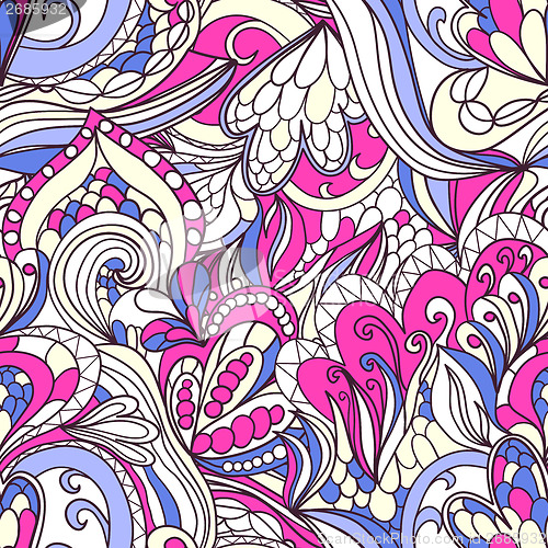 Image of Seamless wave hand-drawn pattern, waves background