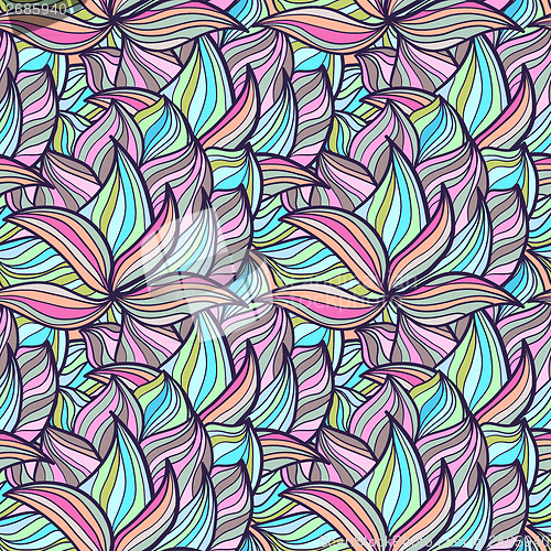 Image of Seamless wave hand-drawn pattern, waves background