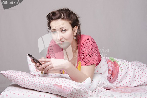 Image of Portrait of a young girl that telephone