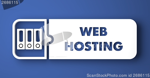 Image of Web Hosting on Blue in Flat Design Style.